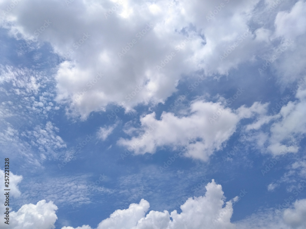 White soft cloud texture on blue sky background White soft cloud texture on blue sky background