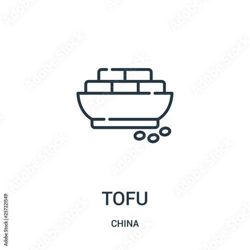 tofu icon vector from china collection. Thin line tofu outline icon vector illustration. Linear symbol for use on web and mobile apps, logo, print media.