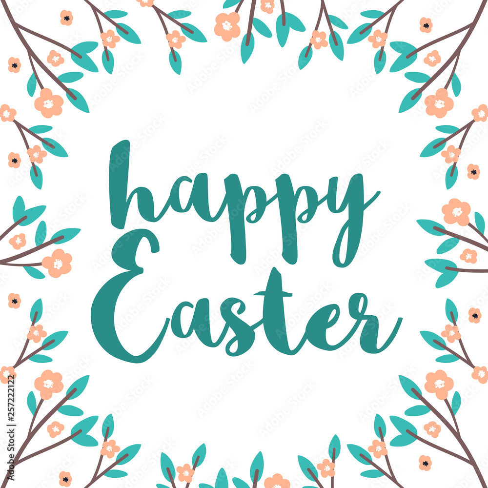 Obraz premium Happy Easter greeting card, spring flowers. Illustration for cards, posters, cards, flyers.