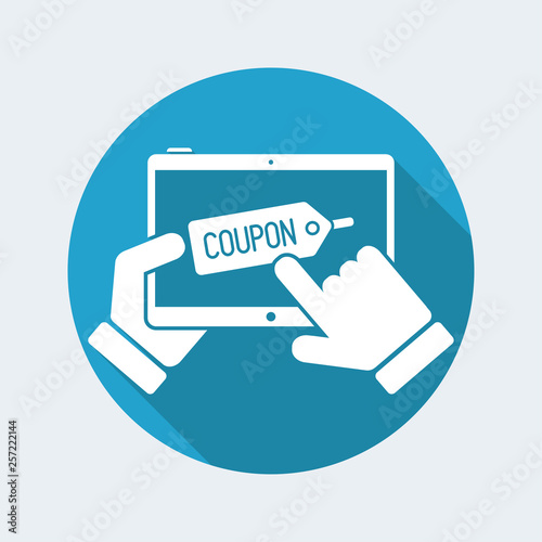 Coupon label on tablet