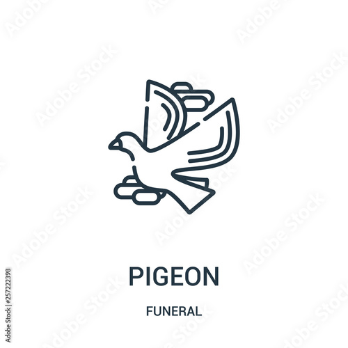 pigeon icon vector from funeral collection. Thin line pigeon outline icon vector illustration. Linear symbol for use on web and mobile apps, logo, print media.