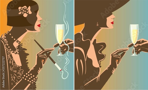 Drinking champagne.