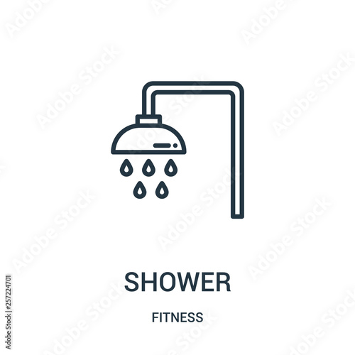 shower icon vector from fitness collection. Thin line shower outline icon vector illustration. Linear symbol for use on web and mobile apps, logo, print media.