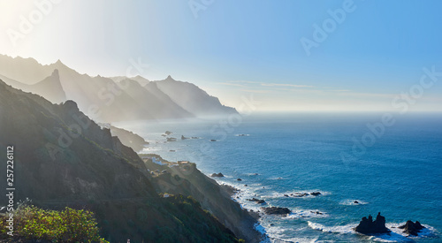 view of the west coast of Tenerife island at sunset