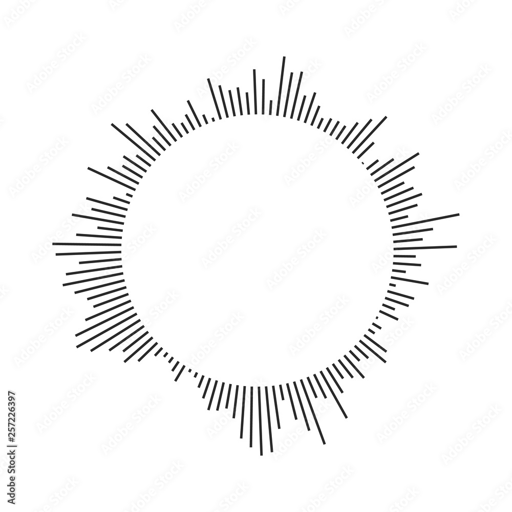 Burst, beams, rays geometric design circles. Vector illustration isolated on white background.