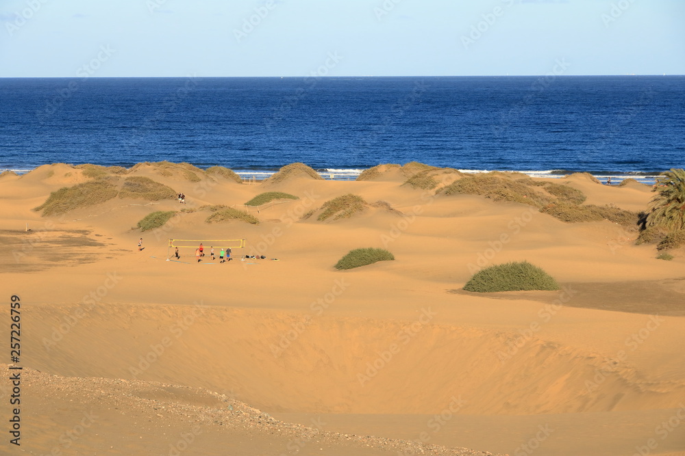 Sandy dunes in famous natural Maspalomas beach. Gran Canaria. Spain