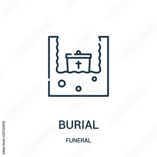 burial icon vector from funeral collection. Thin line burial outline icon vector illustration. Linear symbol for use on web and mobile apps, logo, print media.