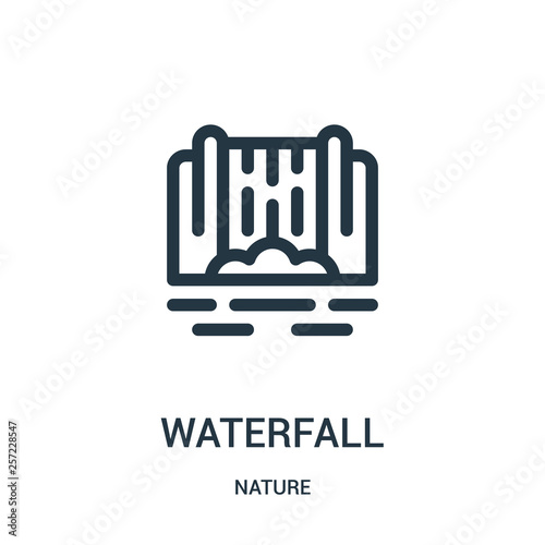 waterfall icon vector from nature collection. Thin line waterfall outline icon vector illustration. Linear symbol for use on web and mobile apps, logo, print media.