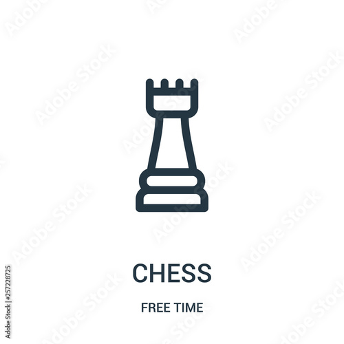 chess icon vector from free time collection. Thin line chess outline icon vector illustration. Linear symbol for use on web and mobile apps, logo, print media.