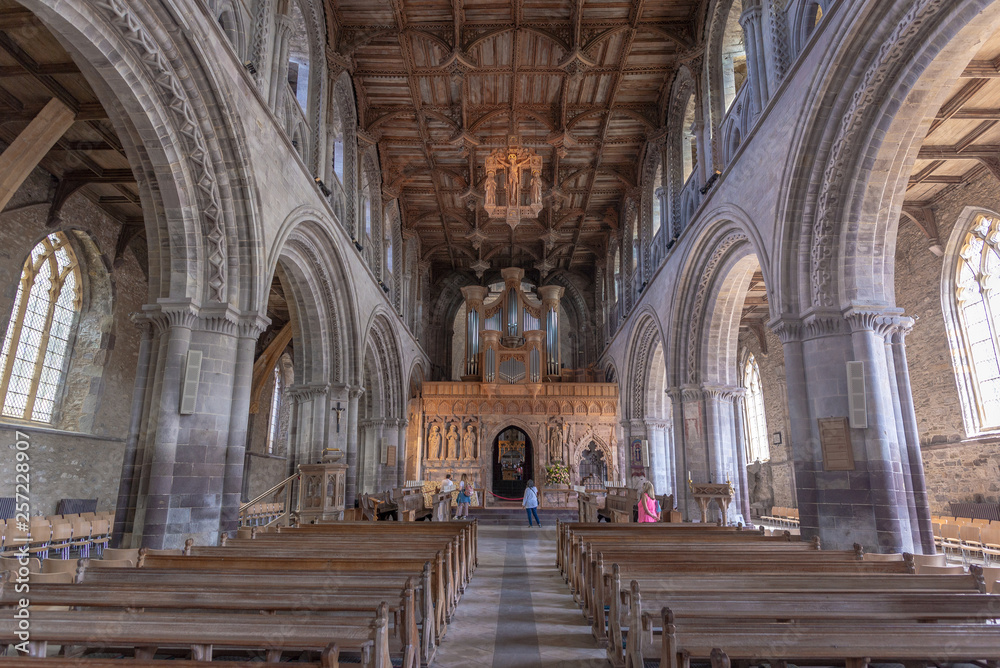 Interior (nave) of Saint Davids Cathedral, Wales