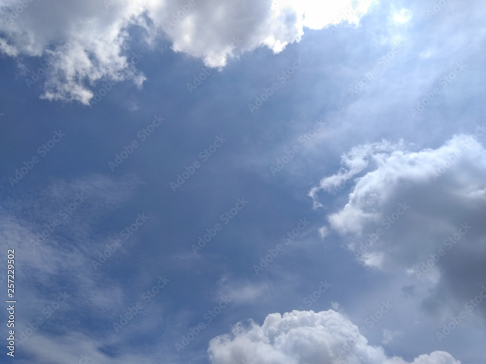 Fototapeta premium White soft cloud texture on blue sky background