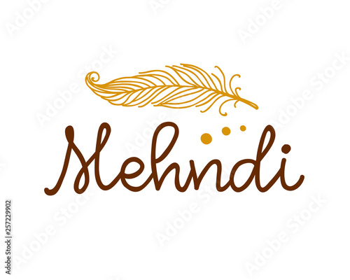 Vector henna mehndi feather logo