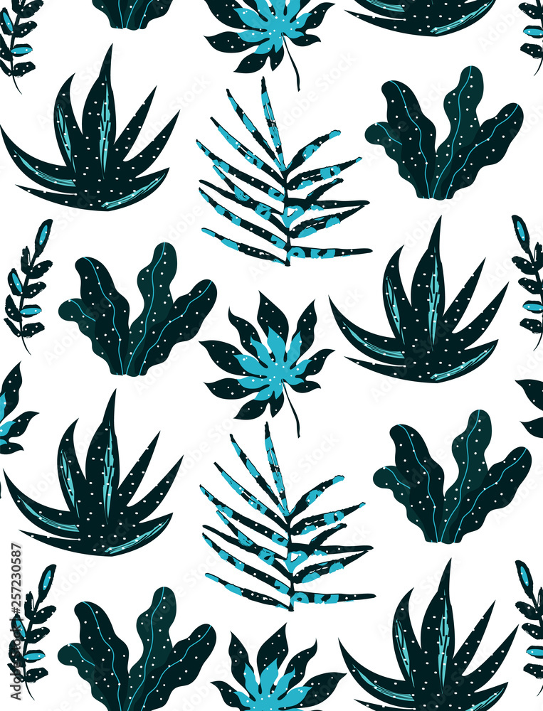 Fototapeta premium Set tropical leaves pattern