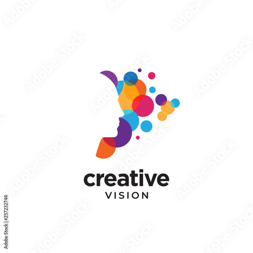 Digital Abstract human head logo for creative