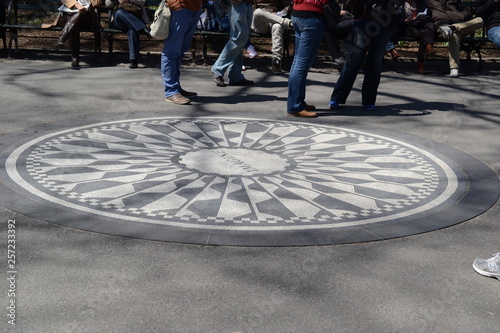 Strawberry Fields is a 2.5 acre area of Central Park that pays tribute to the late Beatle, John Lennon. New York.