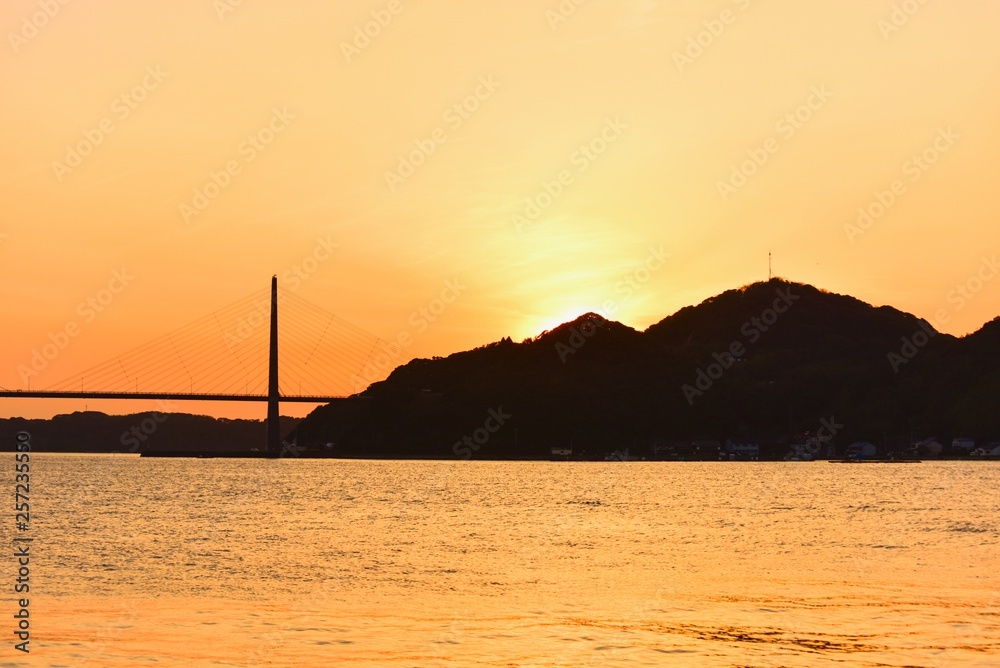 Silhouette of Yobuko Bridge During Sunset