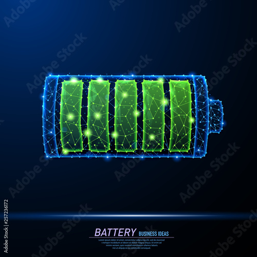 Abstract polygonal light of battery charging icon