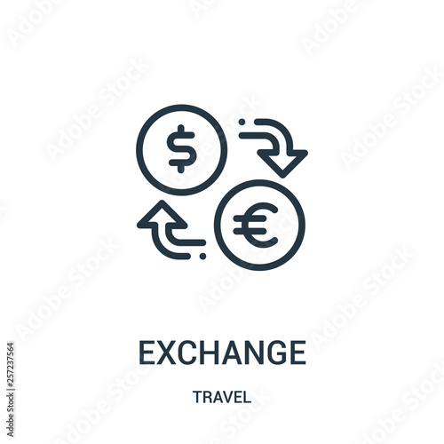exchange icon vector from travel collection. Thin line exchange outline icon vector illustration. Linear symbol for use on web and mobile apps, logo, print media.