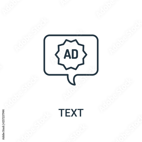 text icon vector from ads collection. Thin line text outline icon vector illustration. Linear symbol for use on web and mobile apps, logo, print media.