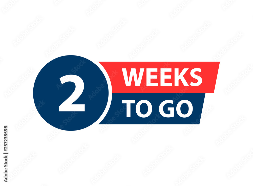 Number 2 of weeks left to go. Collection badges sale, landing page, banner. Vector illustration. Number 2 of weeks left to go. Collection badges sale, landing page, banner. Vector illustration.