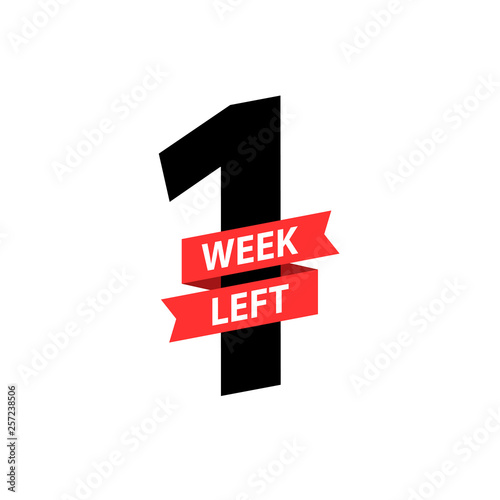 Number 1 of week left to go. Collection badges sale, landing page, banner.Vector illustration.