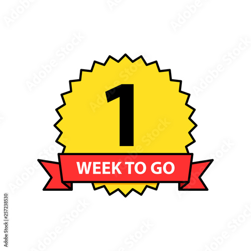 Number 1 of week left to go. Collection badges sale, landing page, banner.Vector illustration.