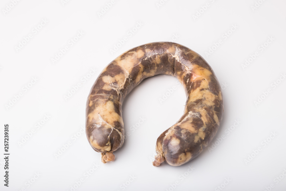 Obraz premium Food, national cuisine and delicious concept - Traditional Central Asian horse meat sausage