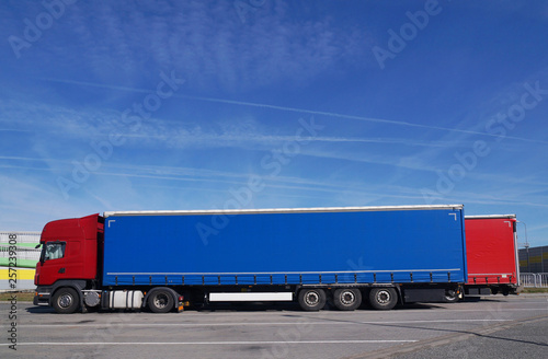 Rest area for drivers near the highway. Parking for trucks.