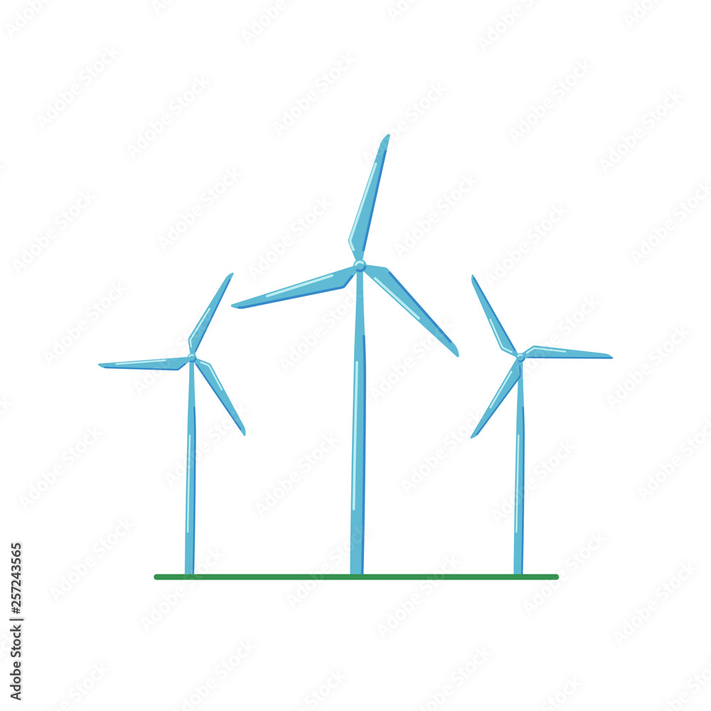 Alternative energy source, wind turbines on a white background. Flat style icon. Alternative energy source, wind turbines on a white background. Flat style icon.