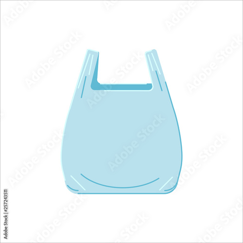 Plastic bag on a white background in flat style