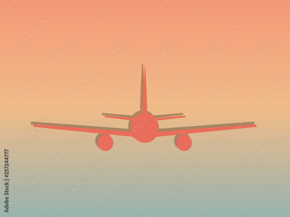 Obraz premium Sunset airplane front