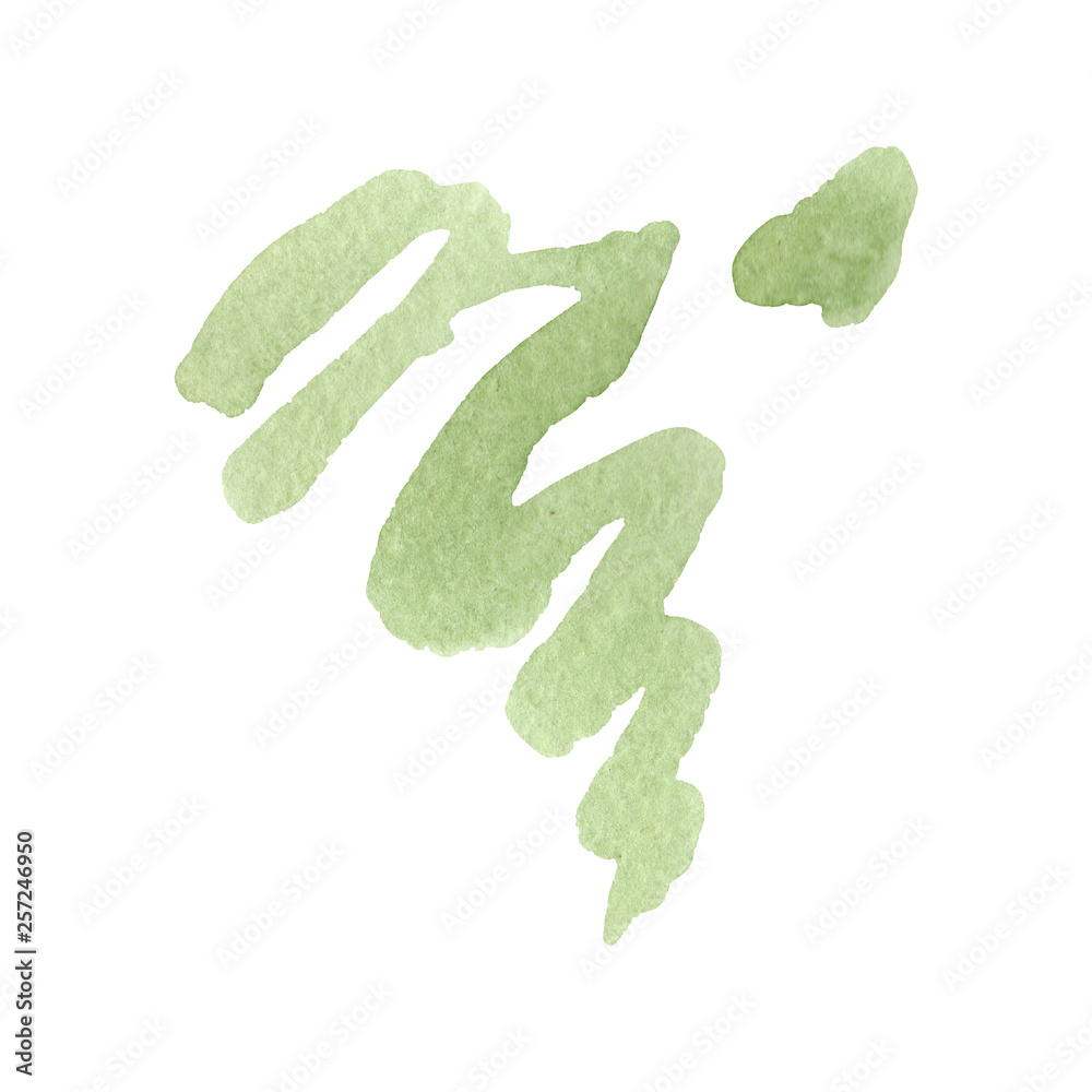 Abstract green watercolor paper splash shapes isolated drawing. Illustration aquarelle for background. Abstract green watercolor paper splash shapes isolated drawing. Illustration aquarelle for background.