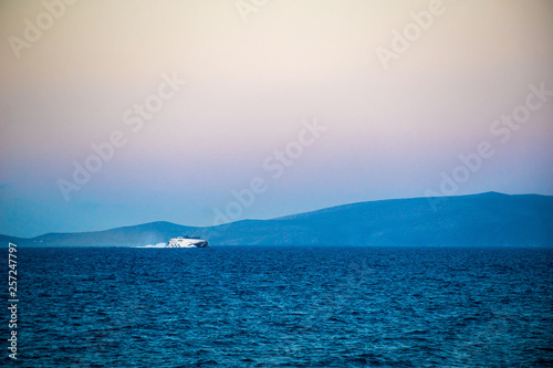 The speed ferry going from Santorini island, Greece