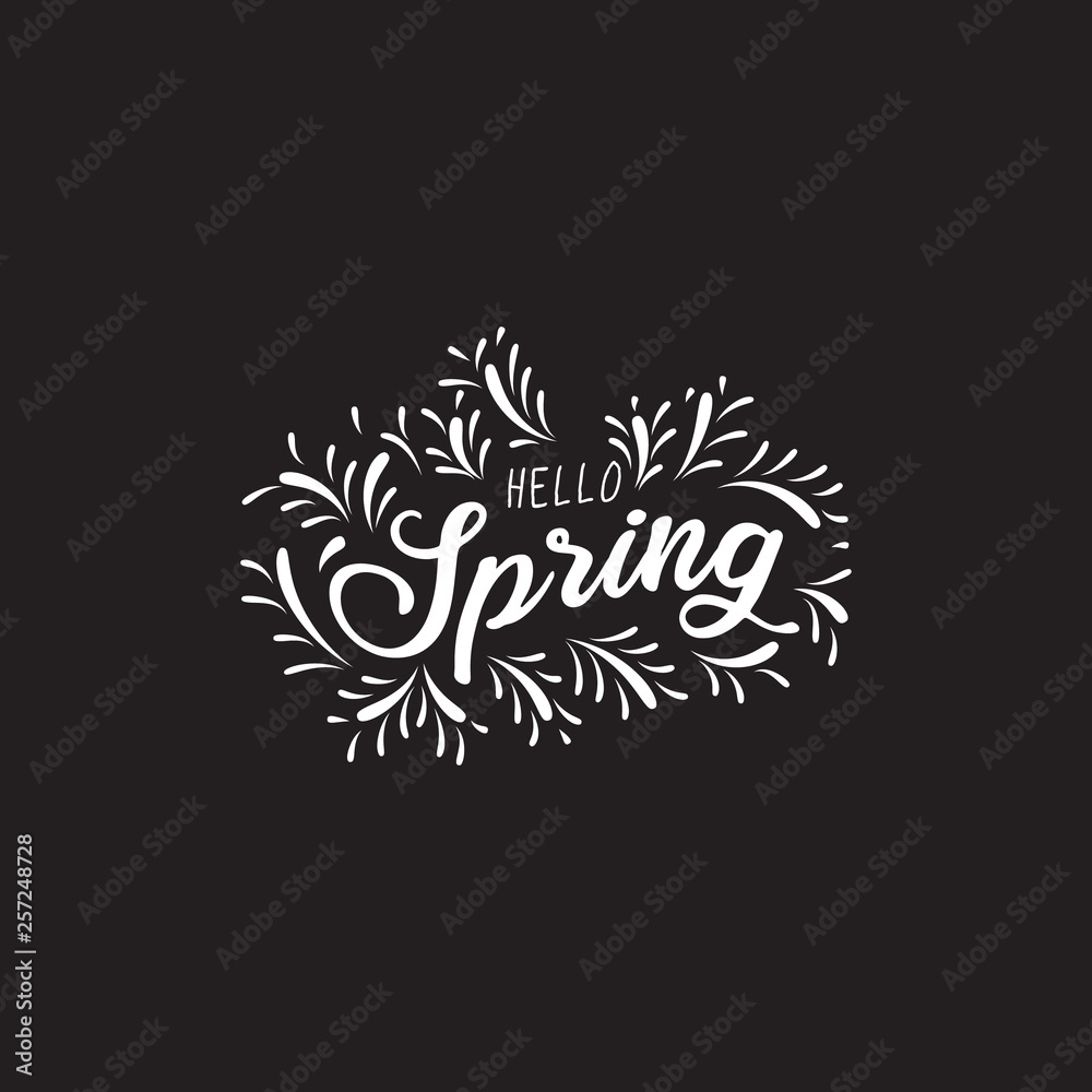 Handwritten phrase for banner, Hand drawn typography lettering phrase Hello spring. Hello spring phrase for calendar, flyer, greeting card, calendar. - Vector Handwritten phrase for banner, Hand drawn typography lettering phrase Hello spring. Hello spring phrase for calendar, flyer, greeting card, calendar. - Vector