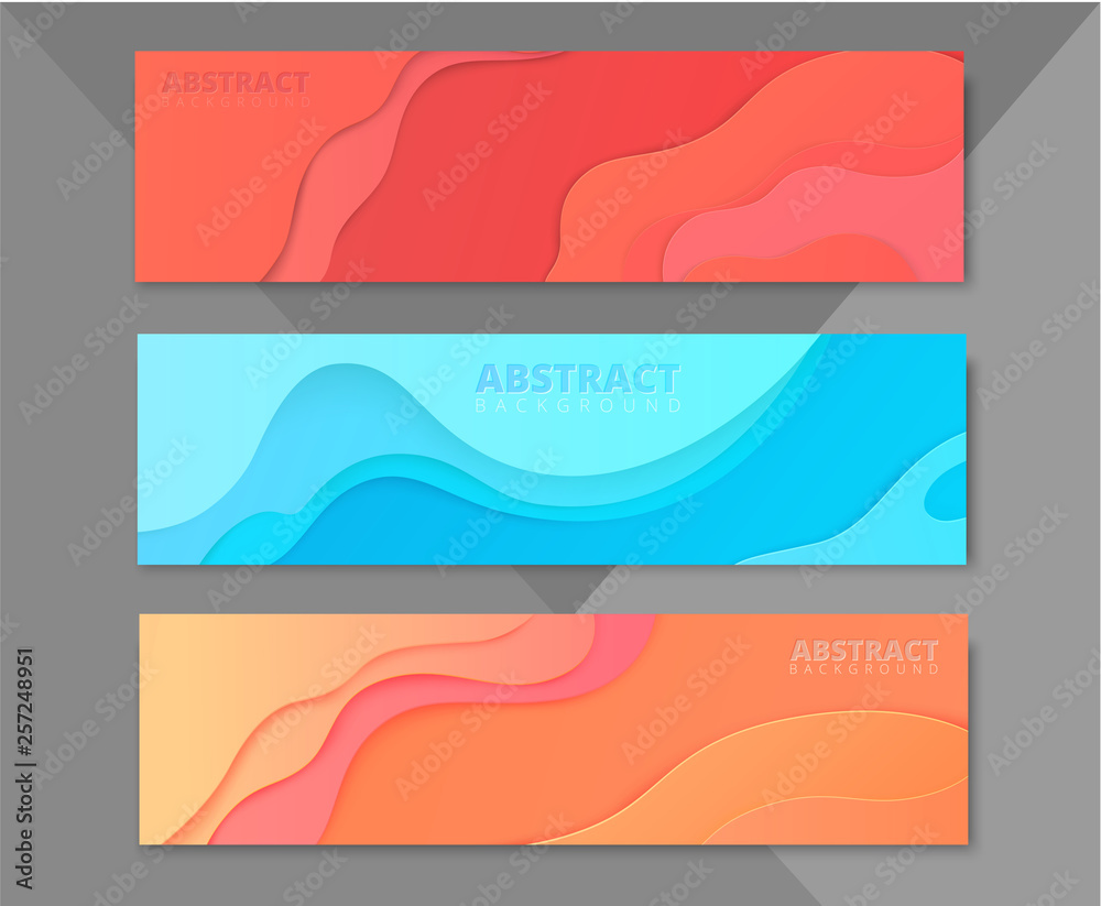 Set of abstract colorful banners with geometric pattern.
