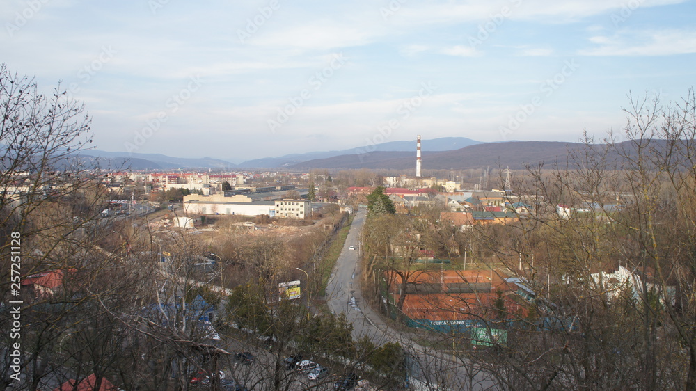 Aerial view of Uzhgorod city in Ukraine