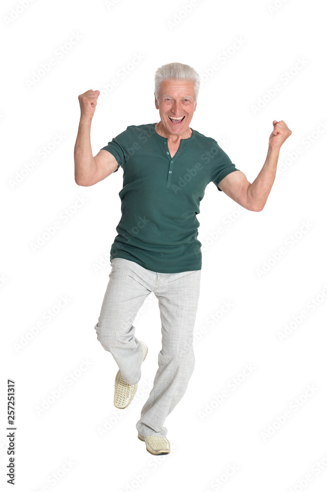Full length portrait of senior man posing on white background Full length portrait of senior man posing on white background