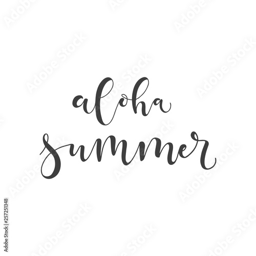 Lettering with phrase Aloha summer. Vector illustration.