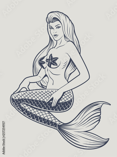 Vector illustration of  a mermaid