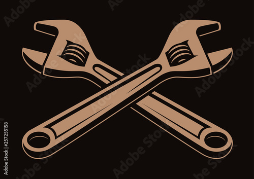 Vector illustration of crossed wrenches,.