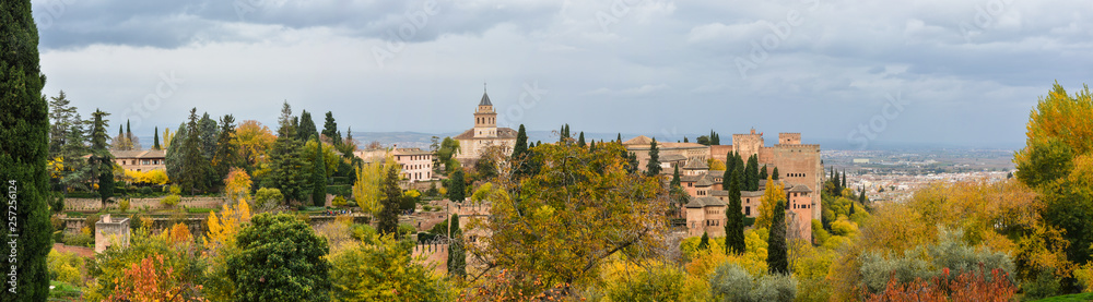 Panorama of the Alhambra in Granada.
