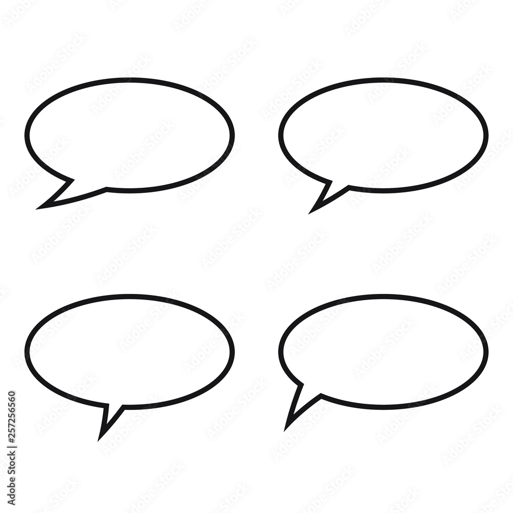 Speech bubble, speech balloon, chat bubble line art vector icon for apps and websites Speech bubble, speech balloon, chat bubble line art vector icon for apps and websites
