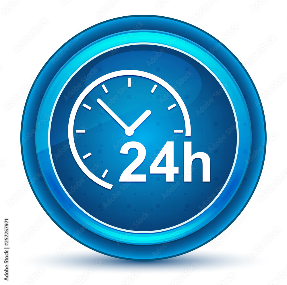 24 hours clock icon eyeball blue round button 24 hours clock icon eyeball blue round button