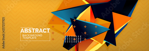 Vector 3d triangular shapes abstract background, origami futuristic template with lines