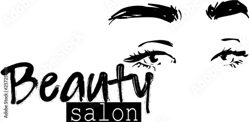 Hand-drawn female eyes, eyelashes, eyebrows. Vector template for business card. Beauty industry, make-up
