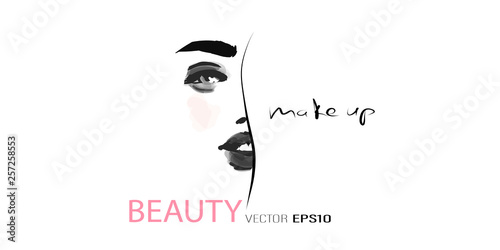 Portrait of beautiful girl. Face of young woman. Hand-drawn illustration