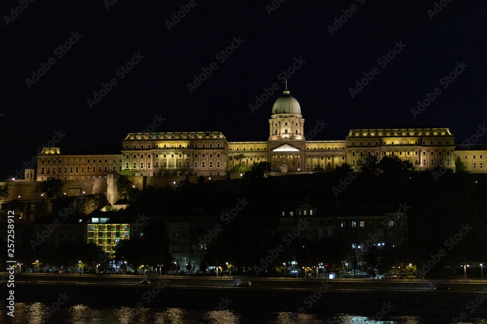 Night view of Buda Castle-Palace, Budapest, Hungary