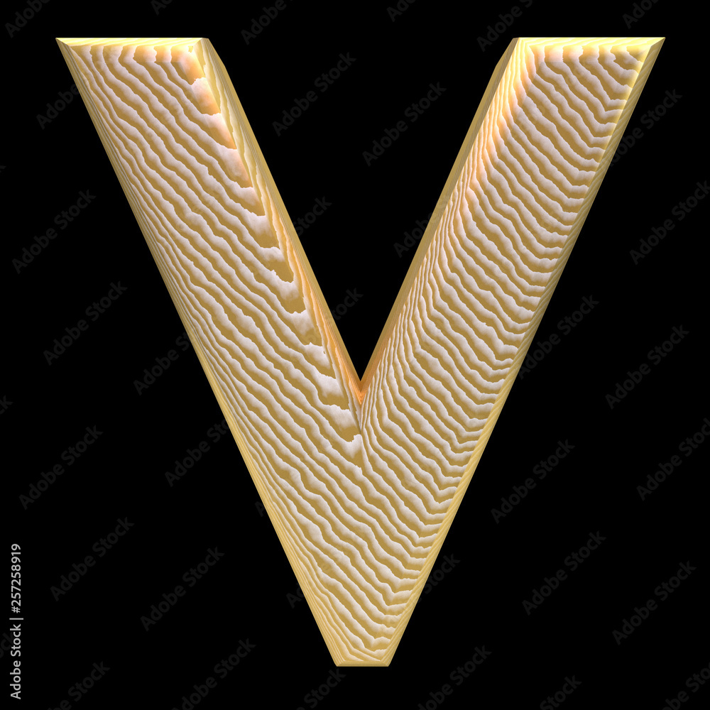 Golden stripe letter v