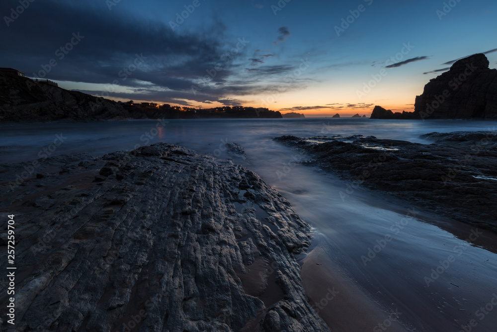 Landscape at dusk in the Portio Beach. Liencres. Cantabria. Spain. Landscape at dusk in the Portio Beach. Liencres. Cantabria. Spain.