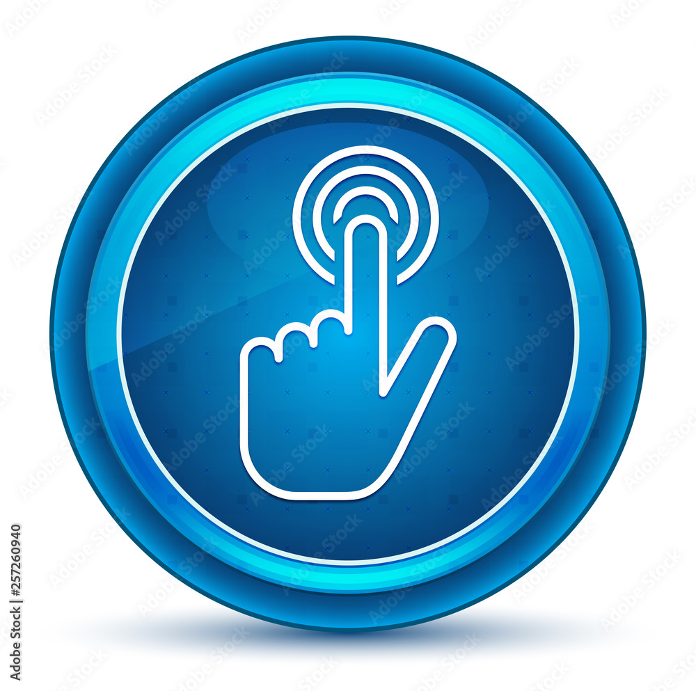 Hand cursor click icon eyeball blue round button Hand cursor click icon eyeball blue round button